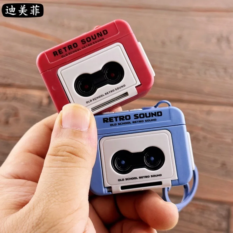 Grabadora de voz Retro, caja de música divertida portátil, colgante, decoración, llavero, paquete colgante