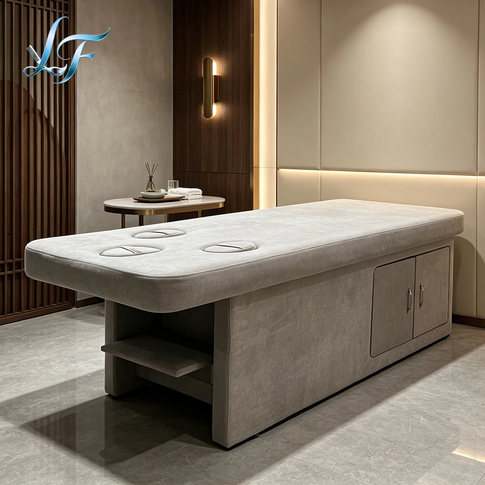 Chinese Medicine Physiotherapy Lash Beauty Massage Treatment Bed With Storage Space And Vent Holes For Professional Beauty Salon