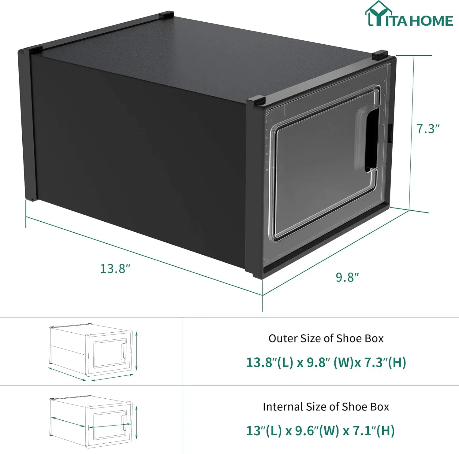 NEW XL Shoe Storage Box, Set of 12 Shoe Storage Organizers Stackable Shoe Storage Box Rack Containers Drawers - X-Large Size