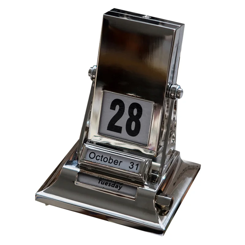 SHGO-Scandinavian Simple Rotating Calendar Desktop Supplies High-Grade Metal Desk Calendar Calendar Decorations For Gifts