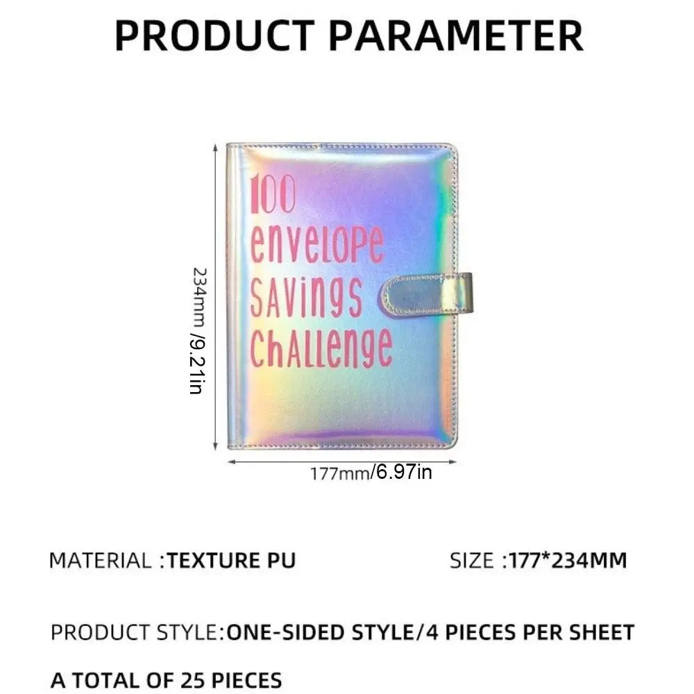 PU Leather Saving Money Binder Durable Loose-Leaf Binder 100Envelopes Challenge Notebook Money Organizer Budget Planner