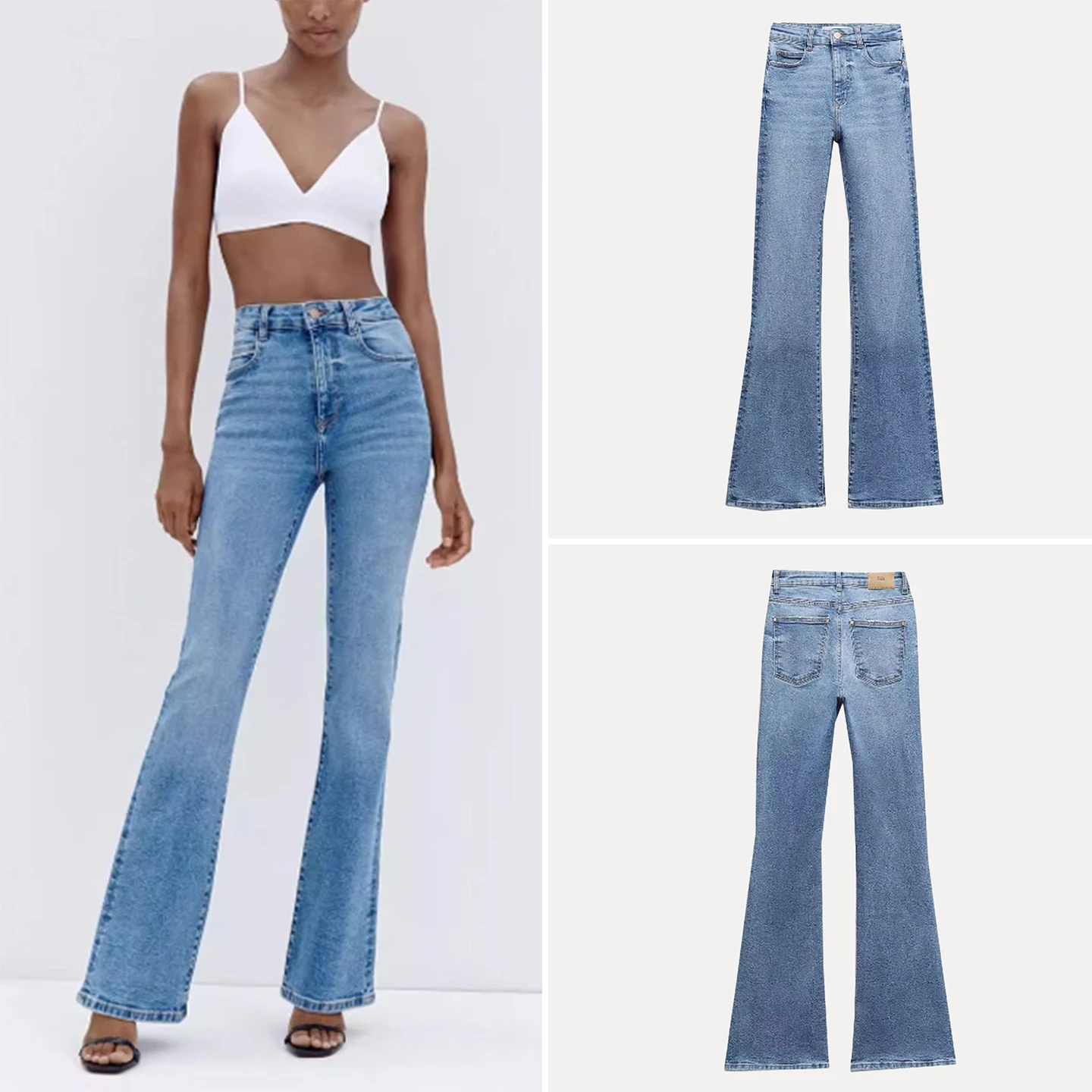 

High Waist Bell Bot Denim Jeans Women's Faion Summer 2025 Casual Zipper Wide Leg Pants Taller Adult Z Brand