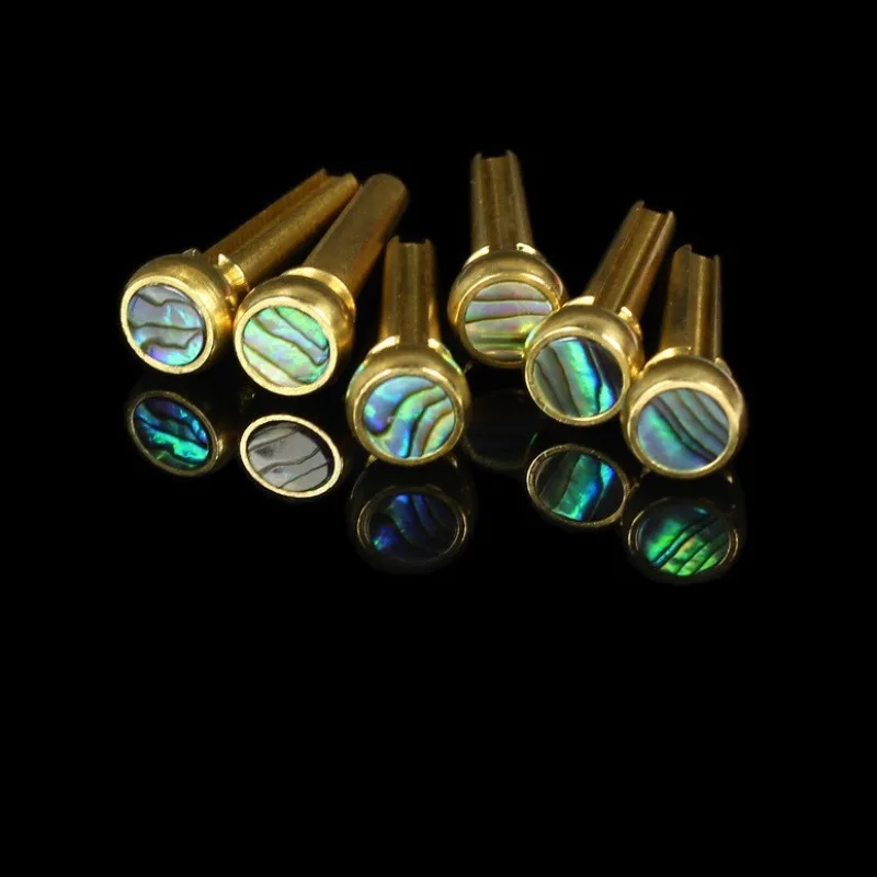 6pcs GuitarString Nails Brass  Nails Shell Strings Nails Pearl Shell Abalone Shell InlaidString Post Solid String Cone