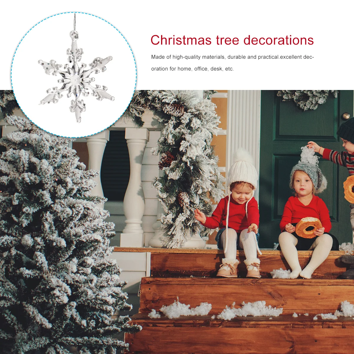 

10Pcs Christmas Tree Snowflake Hanging Ornament Simulation Pendant Decor for Xmas Tree Festive Atmosphere Decoration