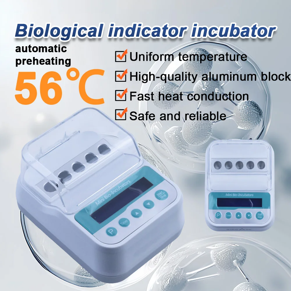 Mini 56°C Biological Indicator Incubator 5 Holes Steam Sterilization Autoclave Lab Thermostat Tester