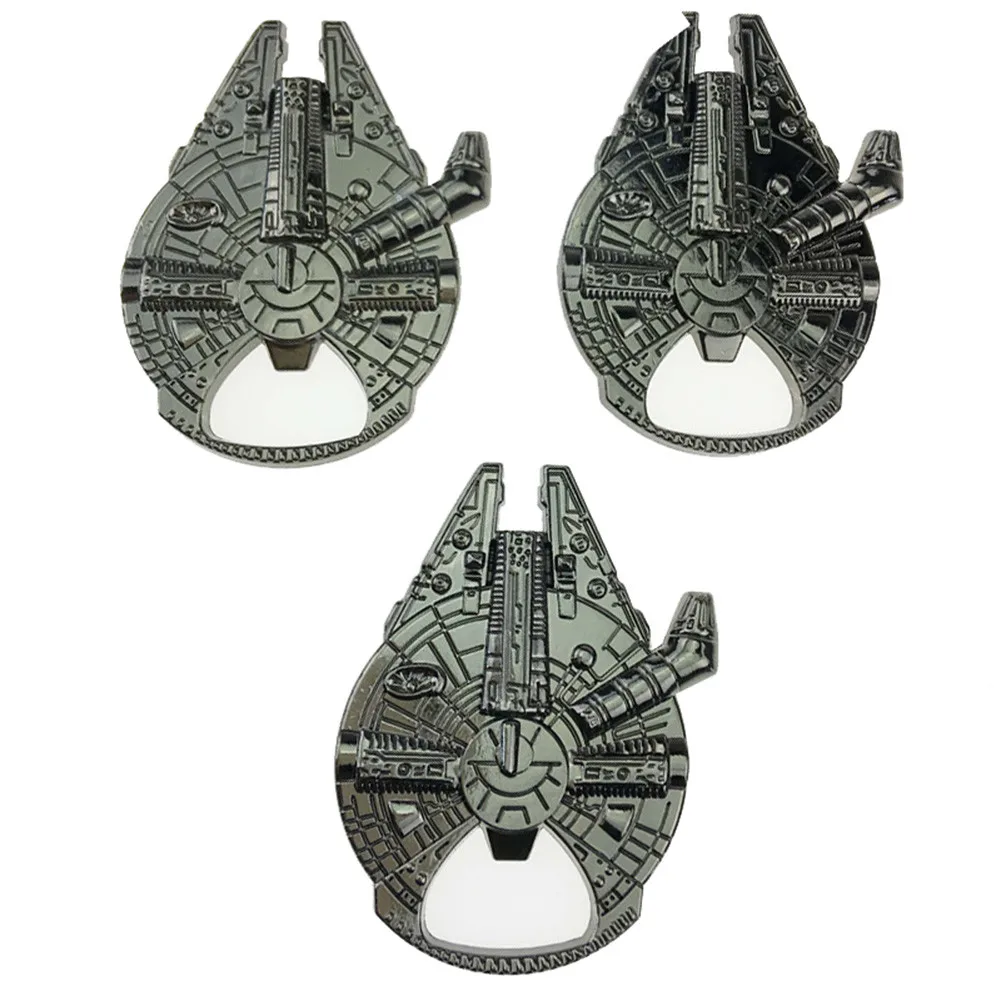 Vintage Spaceship Bottle Opener MovieMillennium Falcon Key Chain Badge Bar Kitchen Accessories Souvenir Gift Spaceship Key Ring