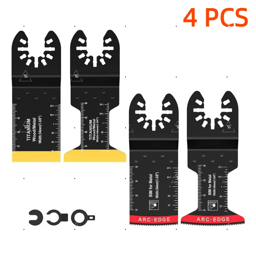 

XMSJ 4pcs Titanium Bi‑Metal Oscillating Saw Blades, Multi‑Purpose Curved Edge, Precision Cutting, Oscillating Tool Blades