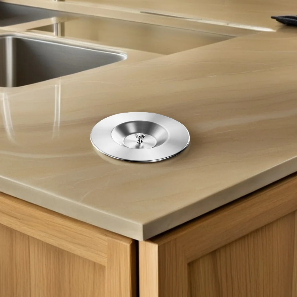 

1Set Stainless Steel Embedded Trash Can Lid Round Recessed Countertop Cover Kitchen Wastebasket Lid Odor Proof Trash Bin