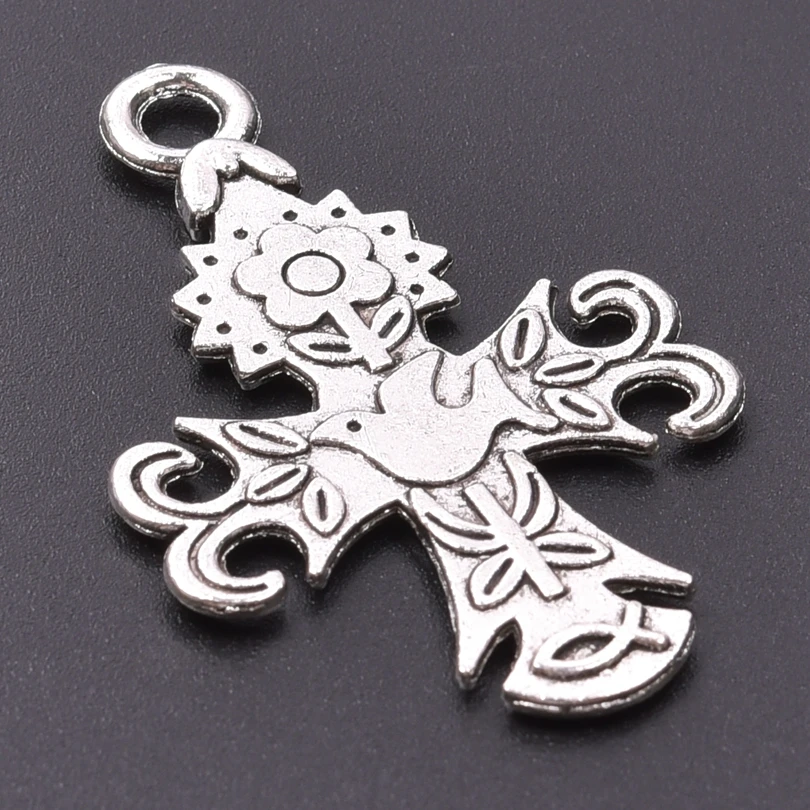 6pcs Religious Metal Retro Silver Color Cross Pendant Charms For Jewelry Making Bulk Christ Jesus Pendants DIY Necklace Earrings