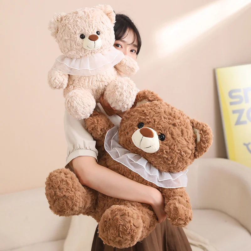 35/50/60cm Kawaii Bear with Lace Scarf Plush Toys Stuffed Soft Lovely Teddy Pillow Birthday Valentine's Gifts