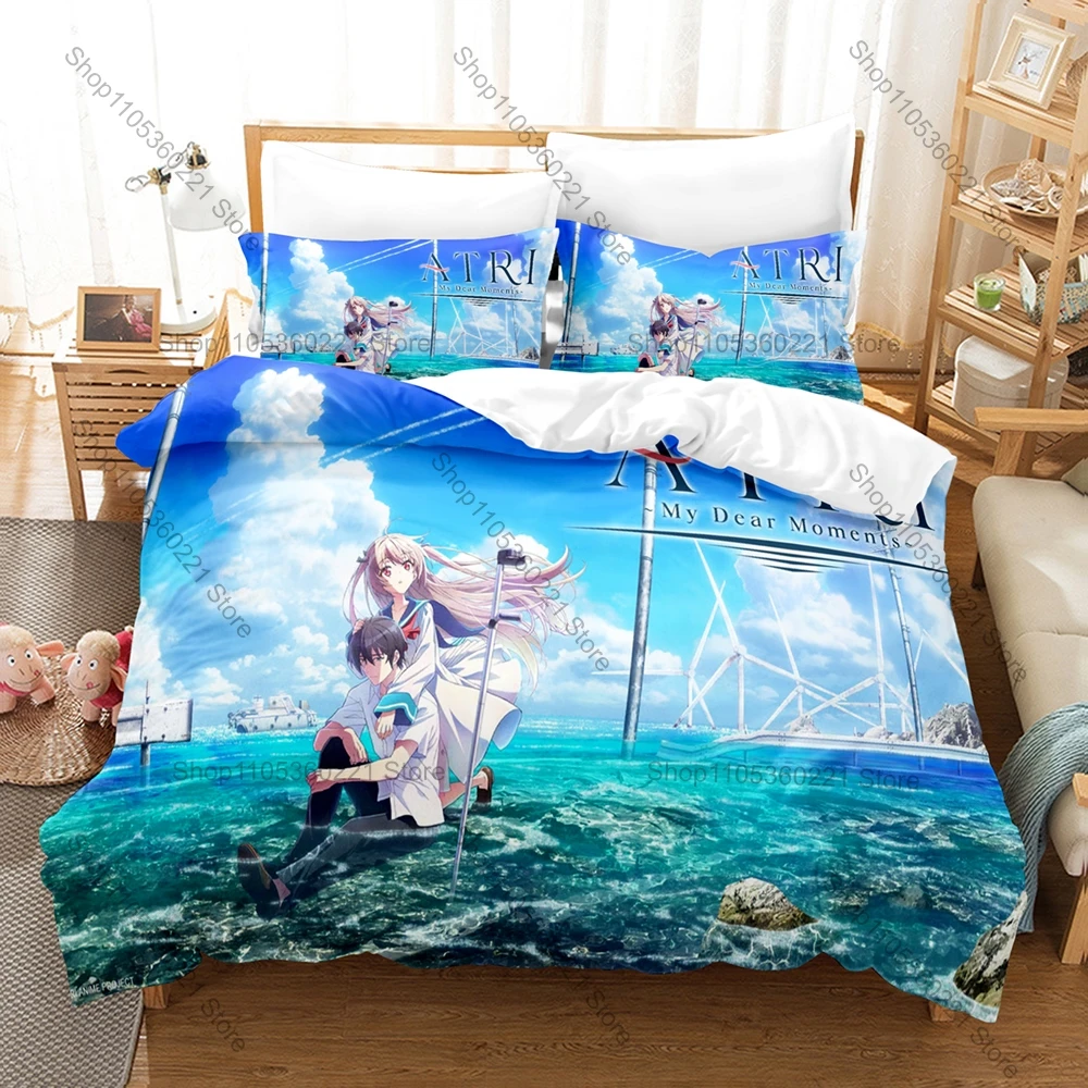 Hot Anime ATRI My Dear Moments Bedding Set Soft Microfiber 3 Piece Duvet Cover Set Bedroom Decor For Fans All Season