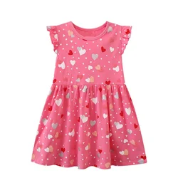 Jumping Meters 2-8T Hearts Print Girls Dresses Summer senza maniche Princess Baby Party Dress abbigliamento bambini Costume Cartoon Frocks