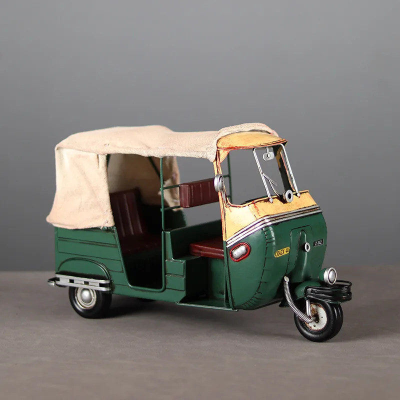 Tuktuk Retro de la India del sudeste asiático, modelo de triciclo de Taxi, accesorios de decoración de ventana de coche Retro