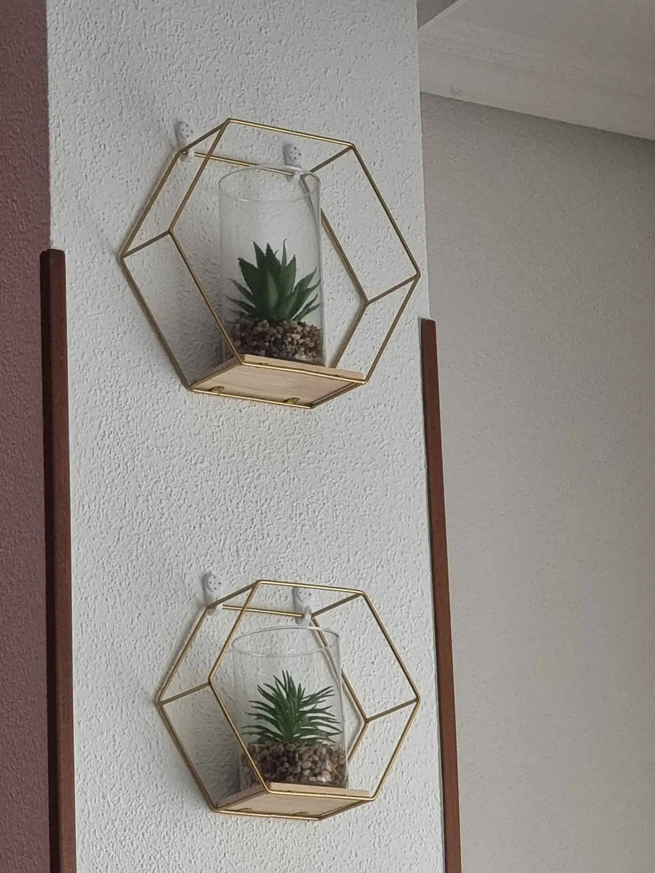 [ديكور عيد الميلاد] قطعتان من رفوف تخزين الحائط الحديدية المقاومة للحفر (L/S) - مع خطافات للنباتات/الدمى في أصيص