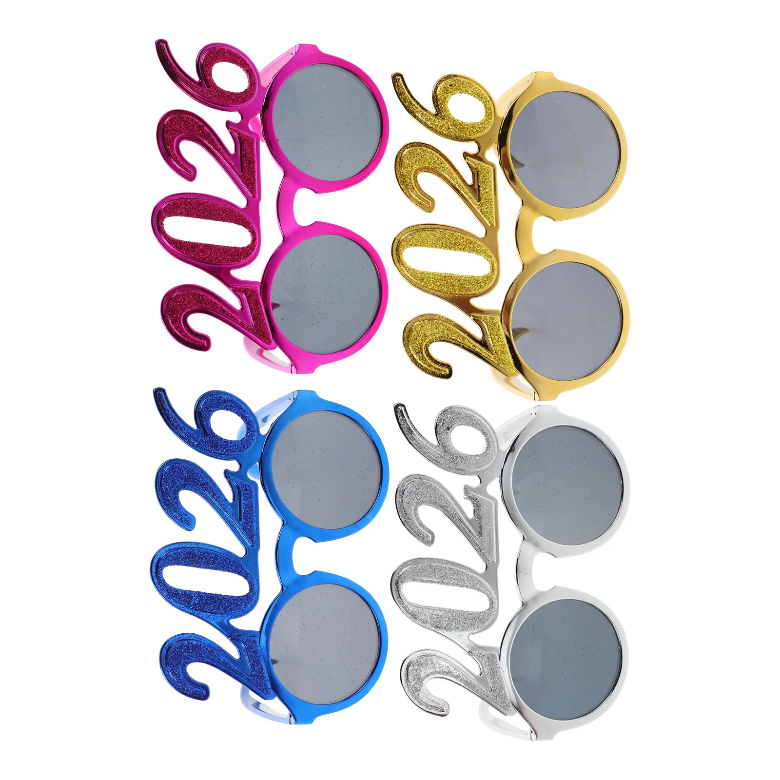 

4Pcs 2026 New Year Eve Glasses Glitter Number Eyewear Fun Party Favors Graduation Novelty Sunglasses 2026 New Year Glasses