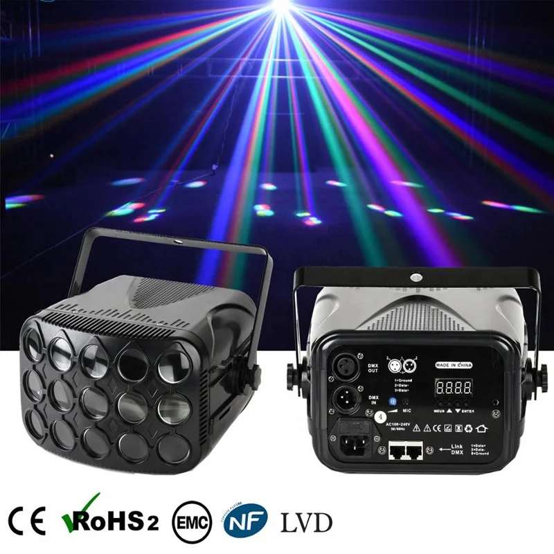 

2x24w led light Professional Stage Light Mixed Effect Sound Activated Party Lights By Remote or DMX Control