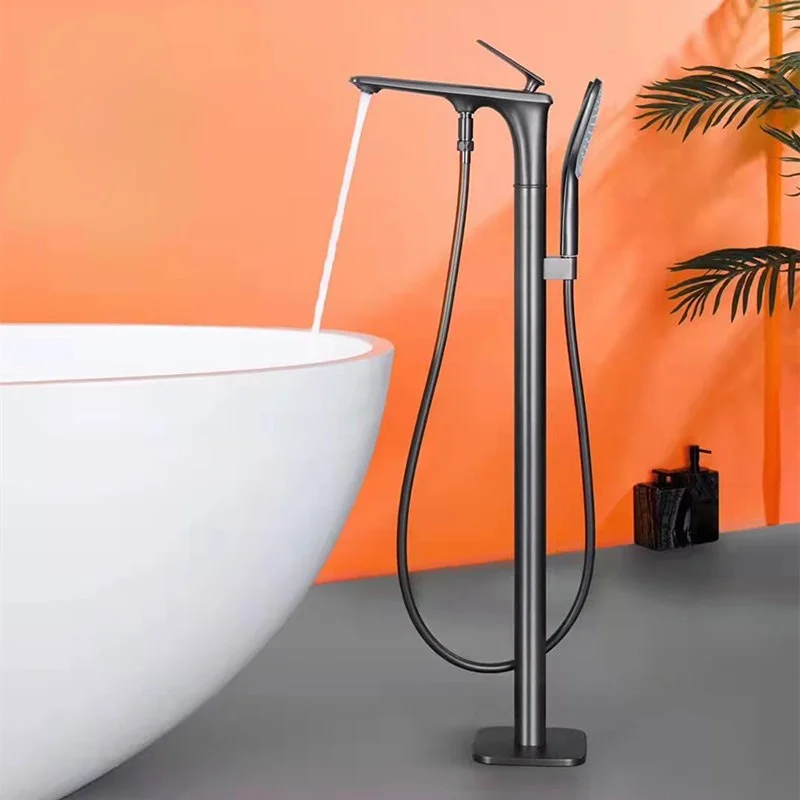 

All Copper Side Type Floor Bathtub Faucet Single Handle Fixed Cold&Hot Water Bathroom Vertical Shower Suit