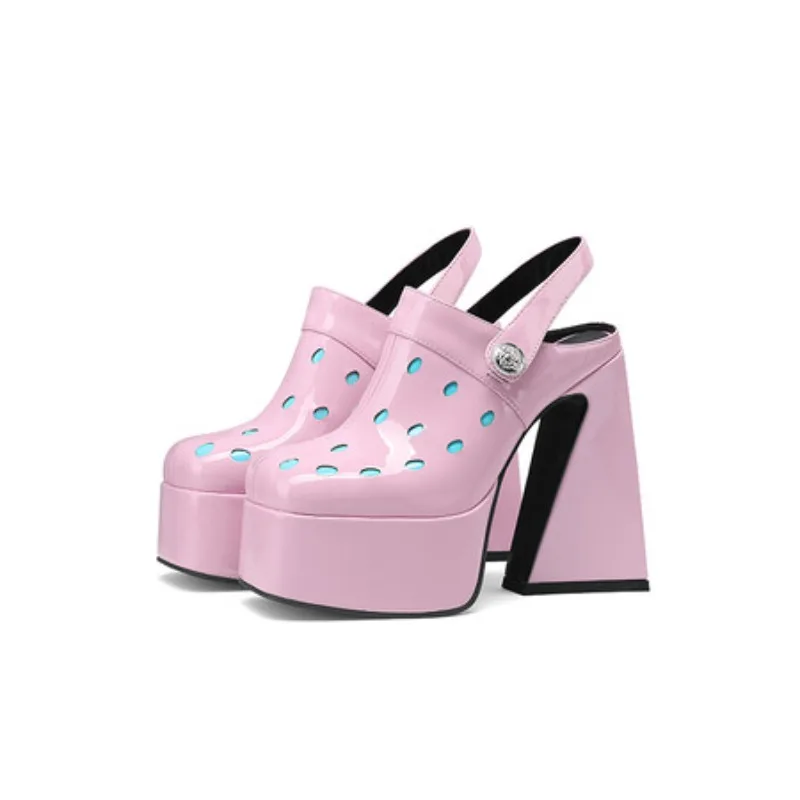 Lolita Slip-on Thick Bottom Clogs Sandals for Women Closed Toe Chunky Super High Wedge Platform Sandals Woman Summer