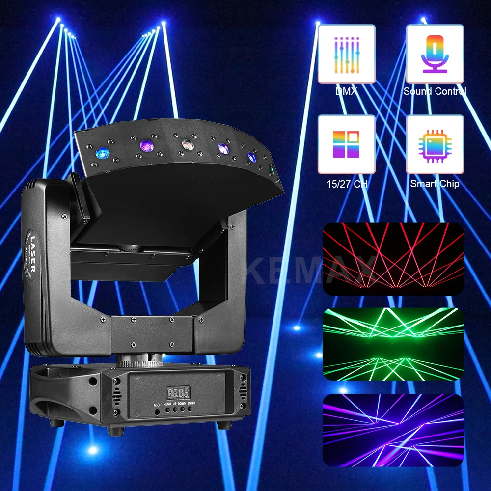 

6 Eyes Laser Moving Head Disco Light DMX512 RGB 3 in 1 Party Laser Projector DJ Beam Scanner Stage Lighting for club Wedding
