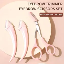 Eyebrow Trimming Knife Eyebrow Face Razor For Women Professional Eyebrow Scissors With Comb Brow Trimmer Scraper Accesso