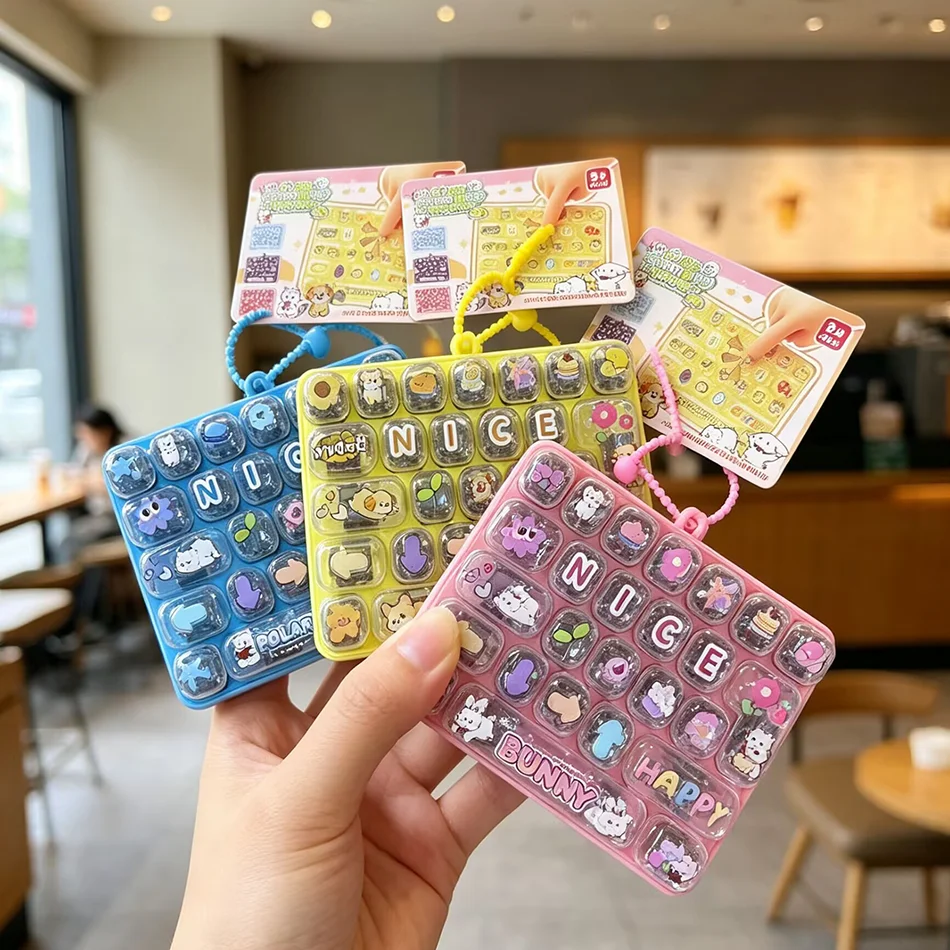 26 Buttons Stress Relief Keyboard Keychain Cute Cartoon Bag Charm, Sensory Fidget Toy Gifts For Kids & Students