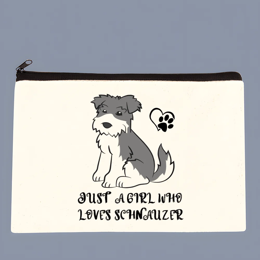 schnauzer New Women\'s Bag Pure White Handmade Cloth Bag Coin Purse Whiteboard Handbag