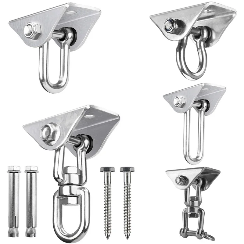 304 de aço inoxidável girando carga-rolamento gancho rede placa fixa, saco de areia de boxe pendurado cadeira fivela fixa, acessórios do balanço