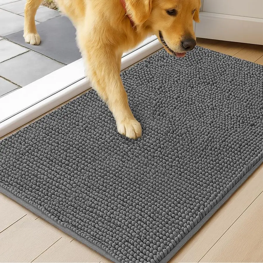 

Dog Door Mat for Muddy Paws, Super Absorbent Microfiber, NonSlip Indoor Mat, QuickDry Chenille Rug for Pets amp Entryway, Machin