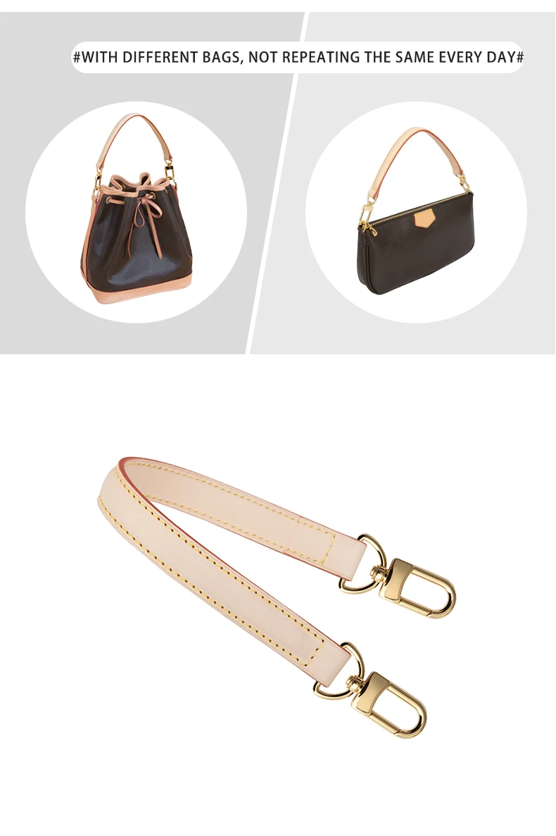 CRAZYSMITH Leather Bag Strap For LV Noe Handle Straps 100% Geunnie Handbag Crossbody 37cm Short Shoulder Belts Bag Accessories