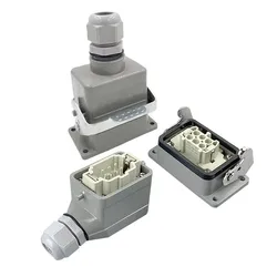 Heavy Duty Connectors HDC-HE-006-1/2/3/4-L F/M 6pin Screw connection 16A 500V Industrial rectangular Connector plug