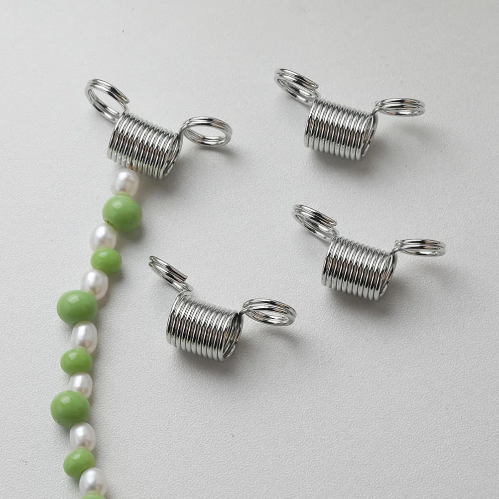 20Pcs Jewelry Tools Spring Bead Wire Clamps Metal Elastic Cord Ends Prevent Bead Falling for Necklace Bracelet Earrings DIY