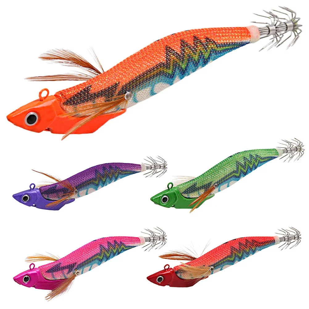 Lure Sea Fishing Cuttlefish Artificial Bait 13.4cm/38.5g Luminous Squid Lure Shrimp Jig Wood Octopus Jigging Fishing Lure Tackle