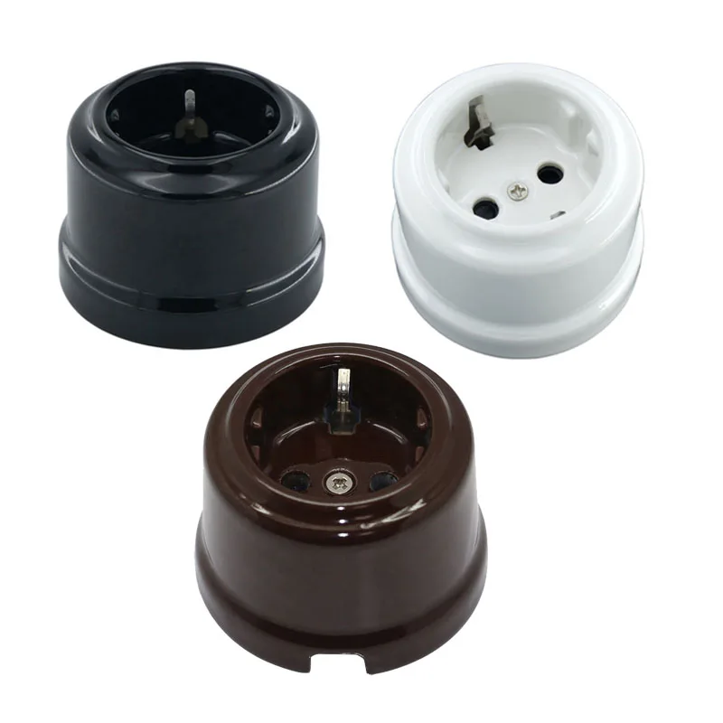 Home Improvement Ceramic Socket Wall Electrical EU Socket Ceramic Switch AC 15A 110-250V