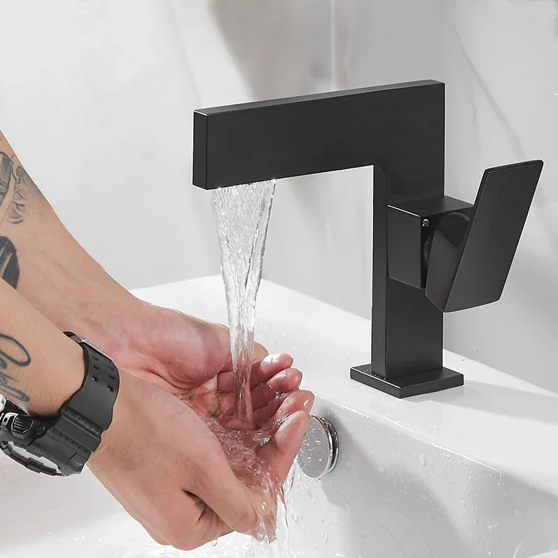 

Black Basin Tap Waterfall Brass Bathroom Faucet Hot And Cold Water Sink Mixer Faucet Chrome Single Handle Washbasin Faucet