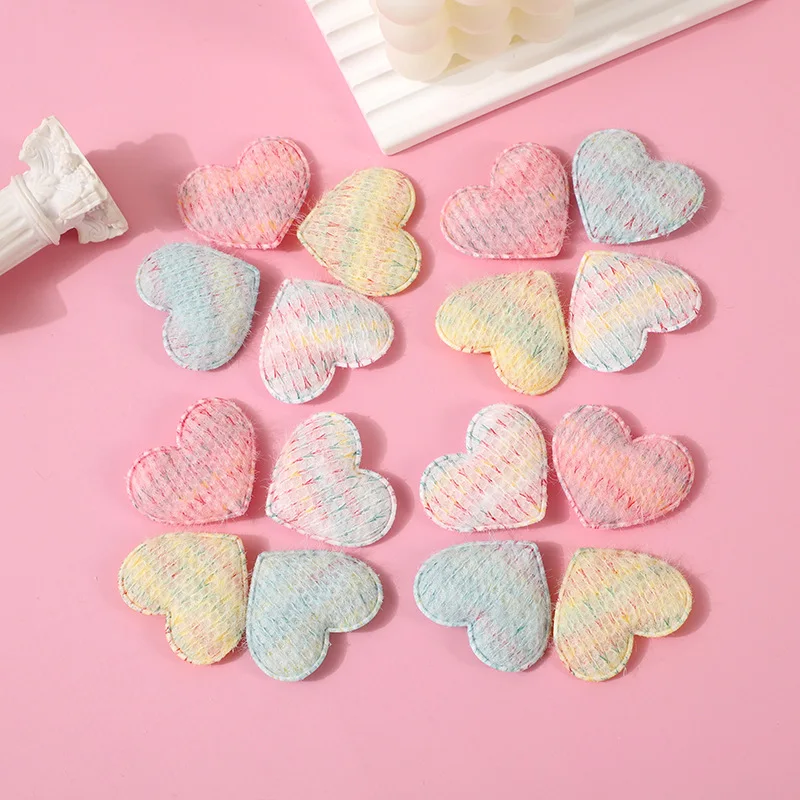 30 Stück 4,5 cm große, gepolsterte Häkelherz-Applikationen für DIY-Haarspangen-Zubehör, Kleidung, Kopfbedeckungen, Taschendekoration, Patches – Detail 3