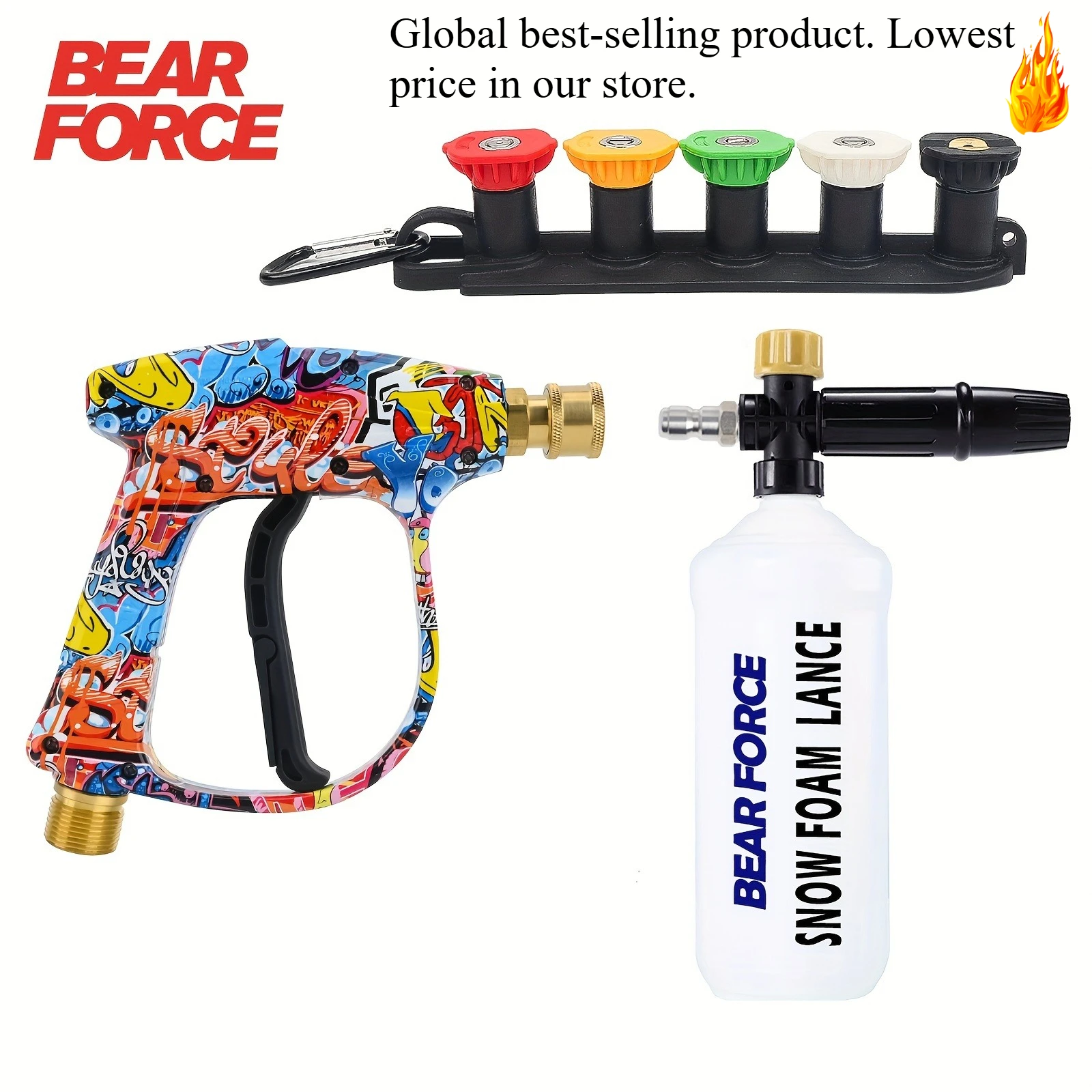 

[Омывальный пистолет с быстрым разъемом] Водяной пистолет для мойки высокого давления с быстрым разъемом - насадки для чистки автомобиля на входе M22, без аккумулятора