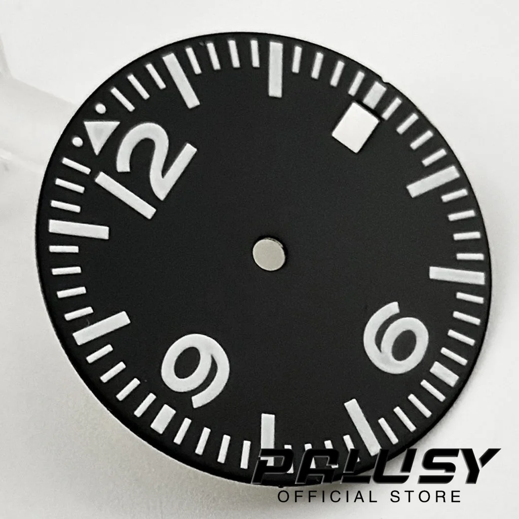 Nh35 29mm Black Sterile Watch Dial Green Luminous Watch Face for NH35/NH35A/4R/7S Movement Replacement Parts