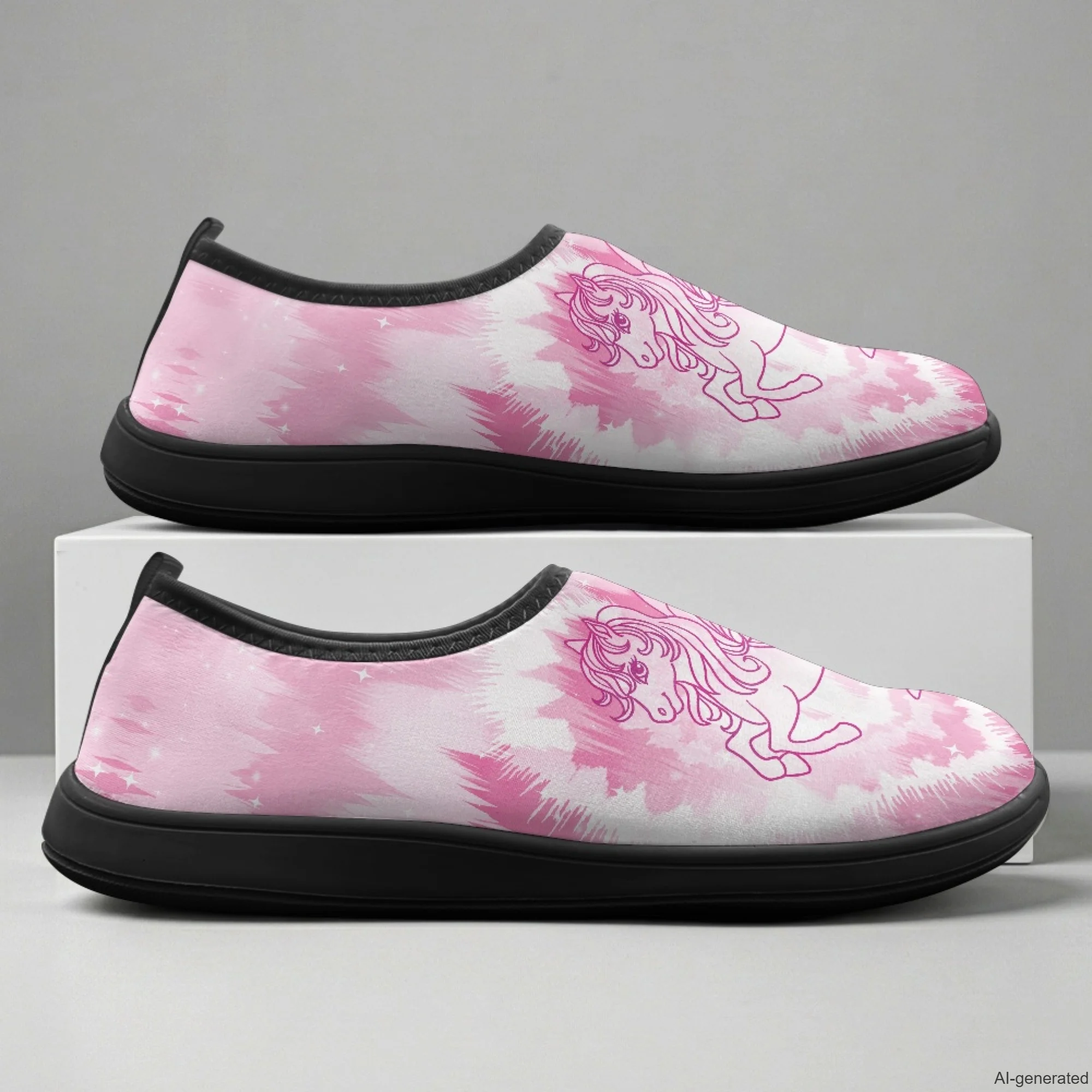 XIXIRIMIDO Slip-on Wide-toed Shoes Nurse Shoes Woman Hospital Nurse Work Shoes White Non-slip Nursing Shoes Horse Pattern