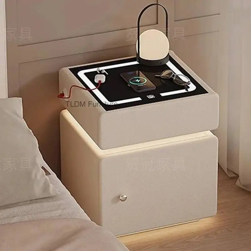 Criado-Mudo Inteligente de Luxo com Bluetooth, Carregamento, Alto-falante e Armazenamento para Quarto e Escritório, com Fechadura e Leitor de Impressão Digital