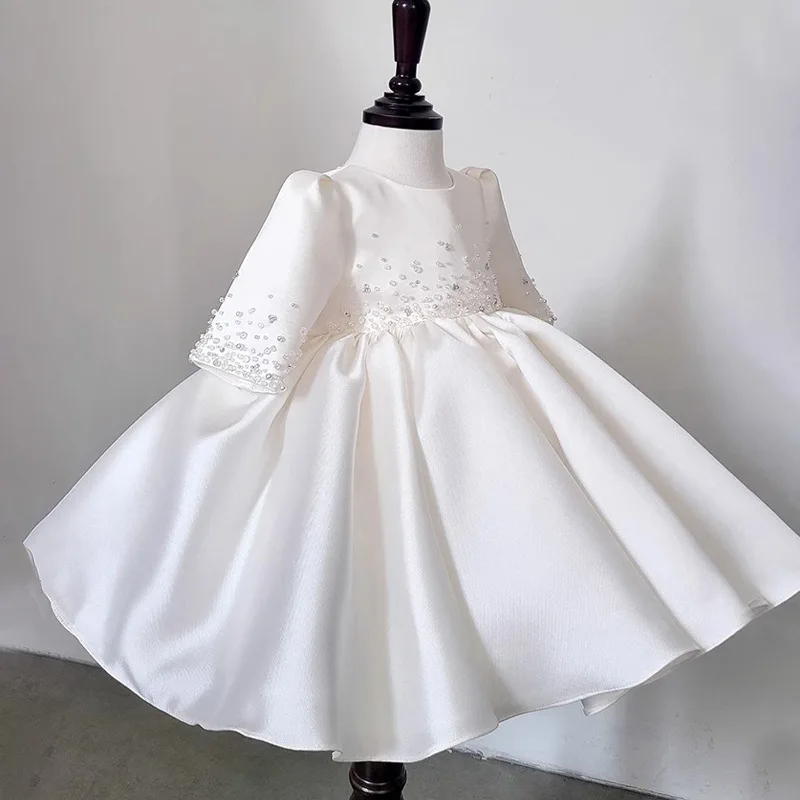 

Girls' First Birthday Dress Baby Girl Spring Ceremony Children's Piano Performance Host Princess Dress Casual Wear Flower Girl