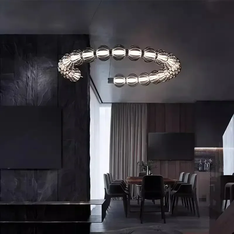 Italy Designer Ring Chandelier For Living Room Glass Beads LED Hanging Lamp Bedroom Dining Room Lights Home Suspension Luminaire