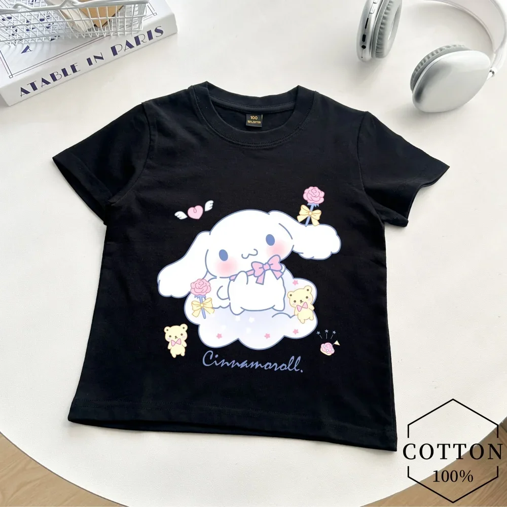 

Sanrio Cinnamoroll Kids Spring Summer Short Sleeve pure cotton T Shirt Cartoon Girls Boys Fashion T-Shirt Tops Kids Casual Gifts