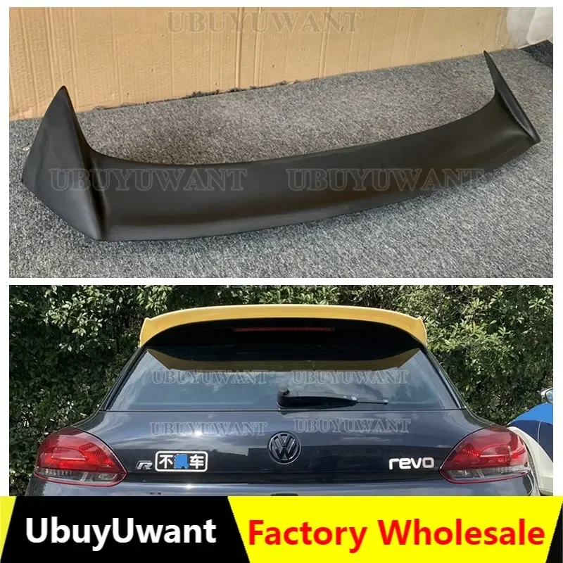 VOTEX Style Scirocco Carbon Fiber / Glossy Black Rear Roof Lip Wing Spoiler For Volkswagen VW Scirocco 2009-2017 (For R)