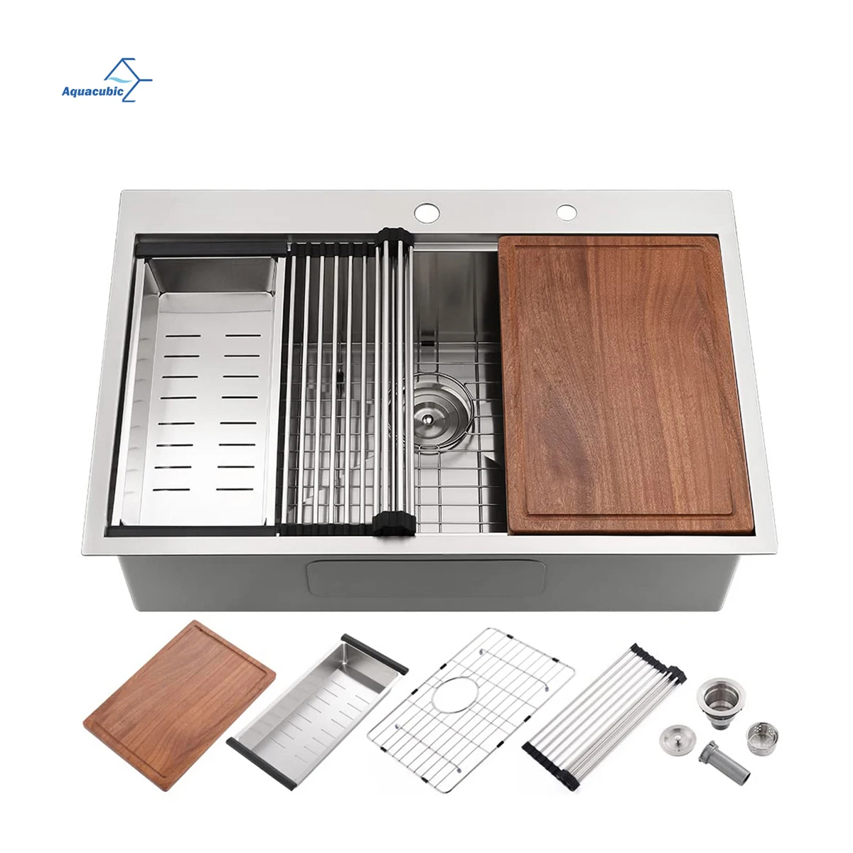 

USA Warehouse Delivery Modern 28 Inch Single Bowl Drop in 304 Stainless Steel Kitchen Sink with Ledge