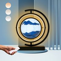 New Creative LED Quicksand Art Sand Painting Hourglass Lamp Remote Control 360° Rotatable For Home Bedroom Table Desk Decoration
