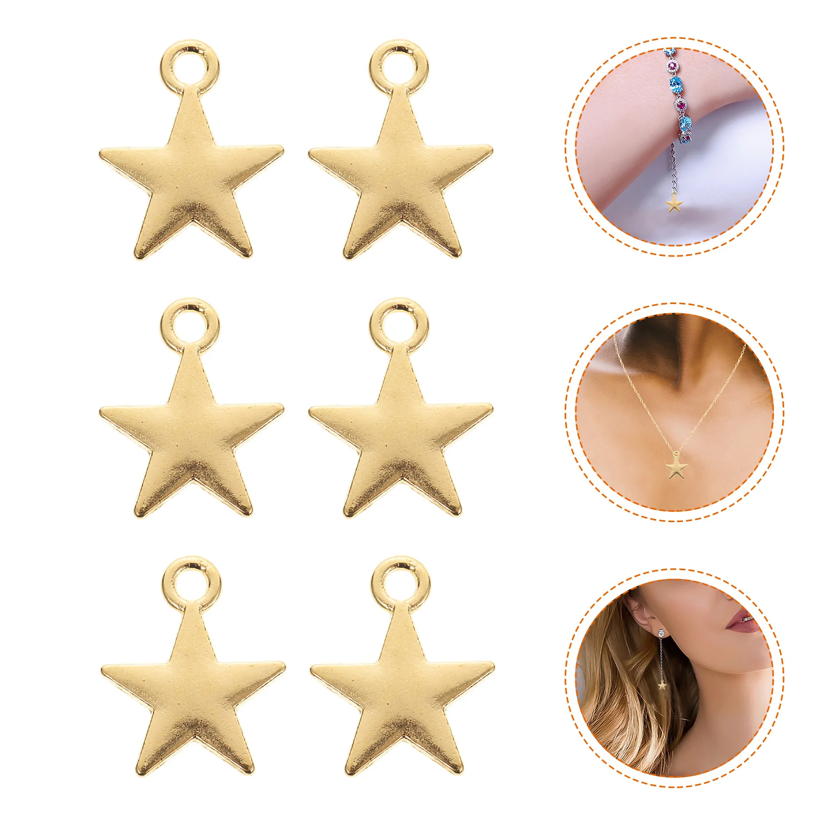 

30 Pcs Five pointed Star Pendant Alloy Hollow Moon Earring Charms Necklace Crafts Jewelry Accessories Decorative DIY Elegant
