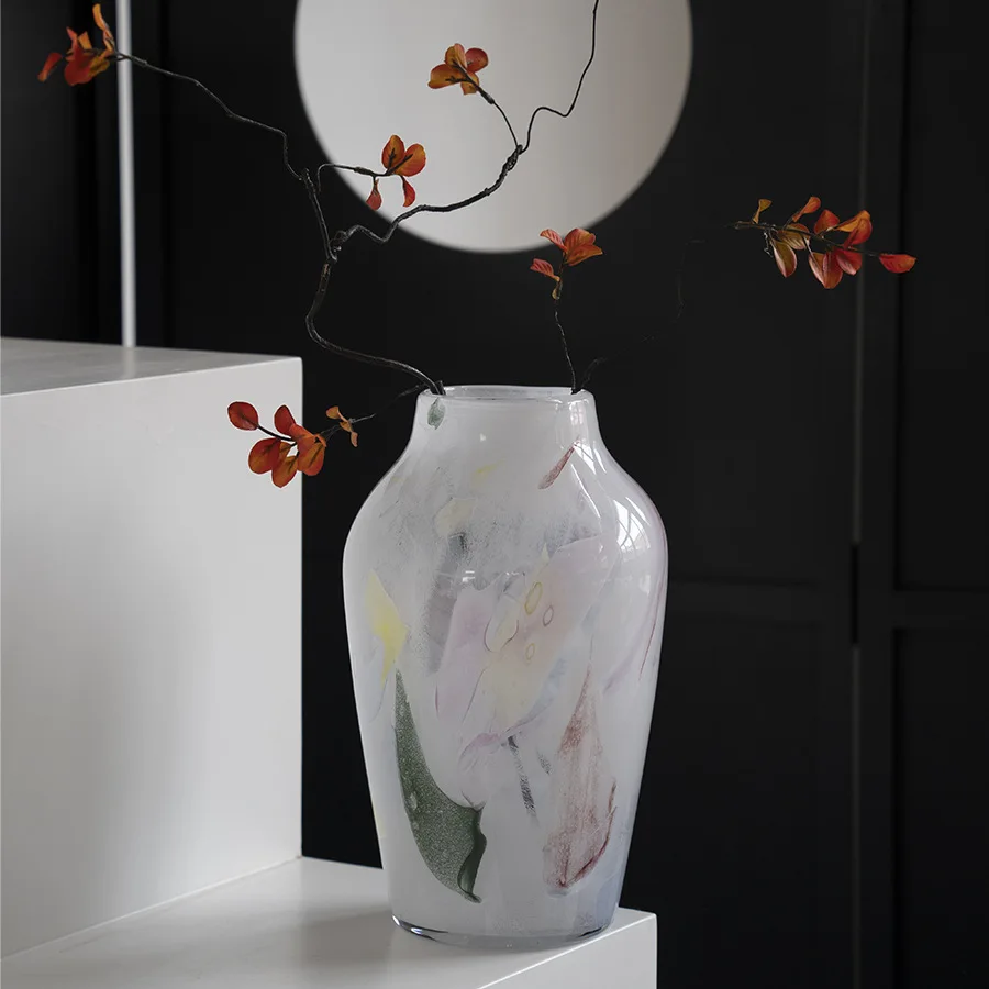 

White cloud pattern medieval vase ornament living room flower arrangement high-end flower bottle rose lily art flower utensils