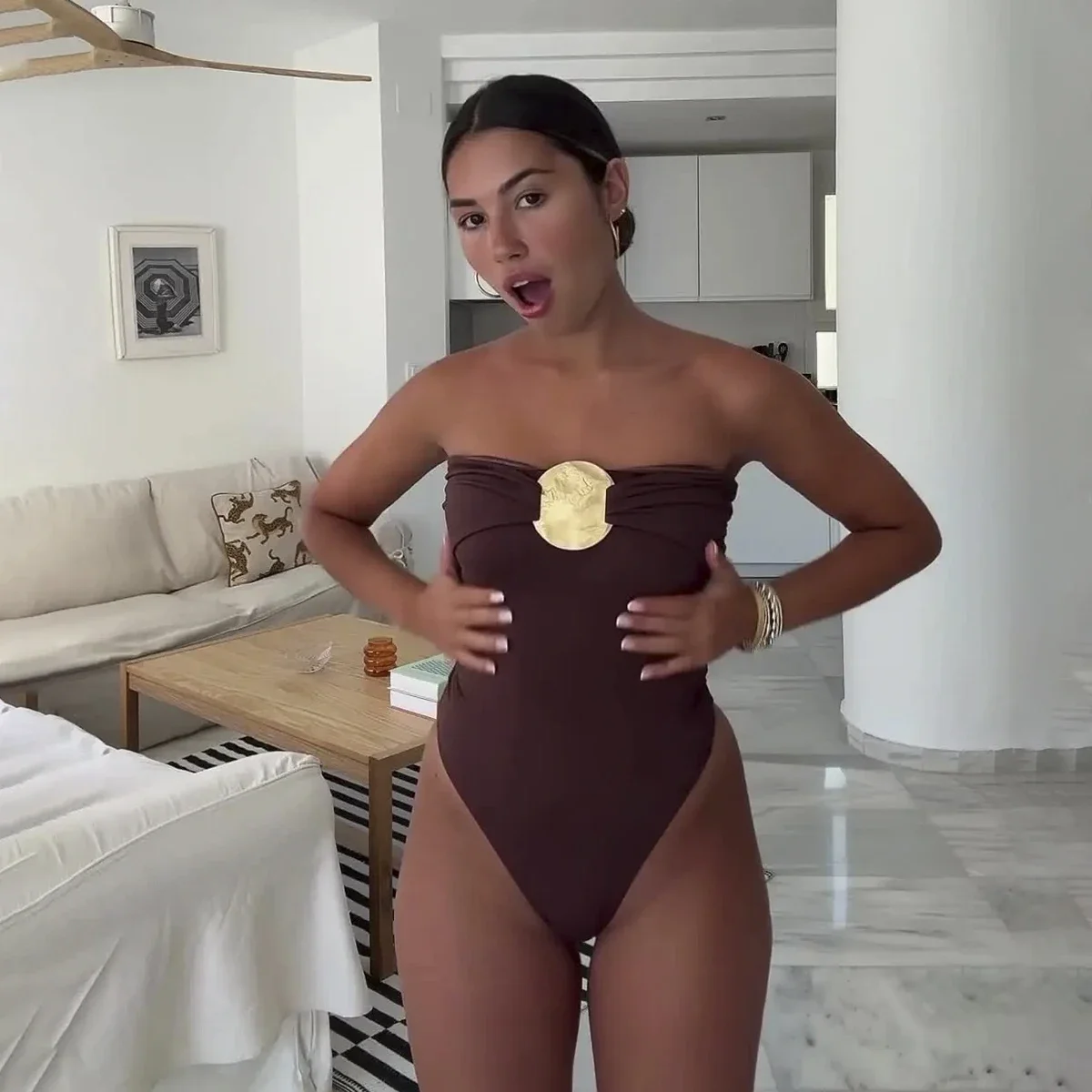 مثير المرأة قطعة واحدة ملابس السباحة الإناث 2024 العصابة Monokini لباس سباحة بحر عالية الخصر ثوب السباحة