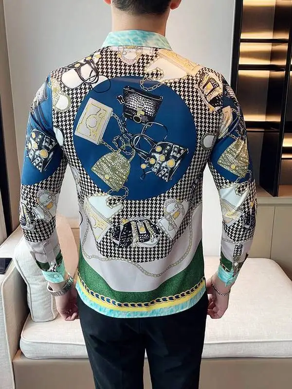 

Европейская коллекция: Новая мужская модная рубашка свободного кроя из искусственной кожи с длинным рукавом, утепленная, зимняя, теплая, с цветочным принтом, для ношения под одеждой