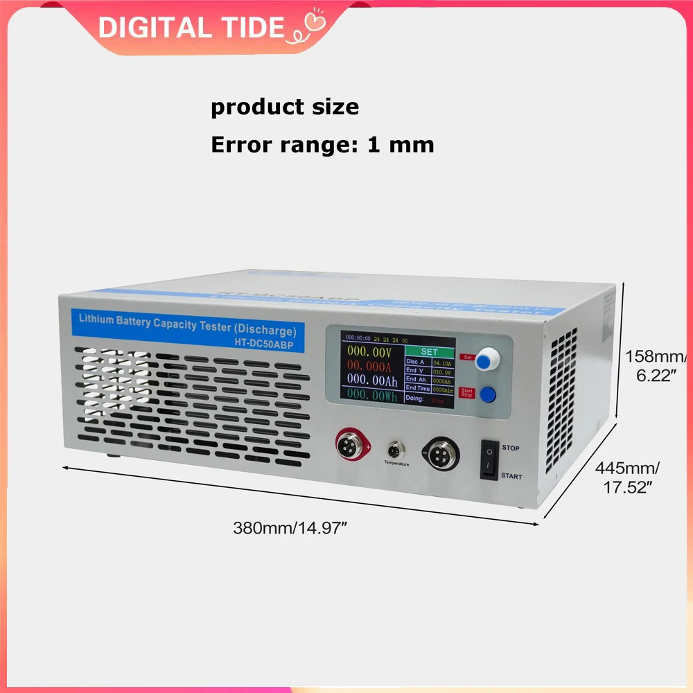 120V 1-50A DC Electronic Load Battery Capacity Tester - Discharger for Lithium/LiFePO4/NMC/Lead Acid/Ni-MH Batteries